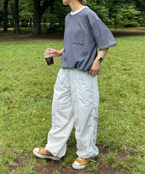 CIAOPANIC TYPY(チャオパニックティピー)の「ボーダー配色ステッチ半袖Tee(Tシャツ/カットソー・メンズ・グレー/オフホワイト/ブラウン/ネイビー・LARGE/MEDIUM)」の19枚目の写真