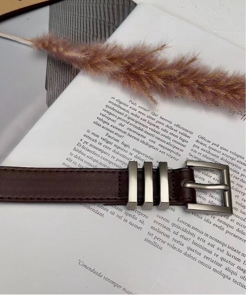 Burner(バーナー)の「【OKUOKU 0909】ベルト シルバーバックル シンプル ベルト ユニセックス oku-belt-695441226502-6 Nn(ベルト・メンズ・ブラック/ブラウン・FREE)」の2枚目の写真