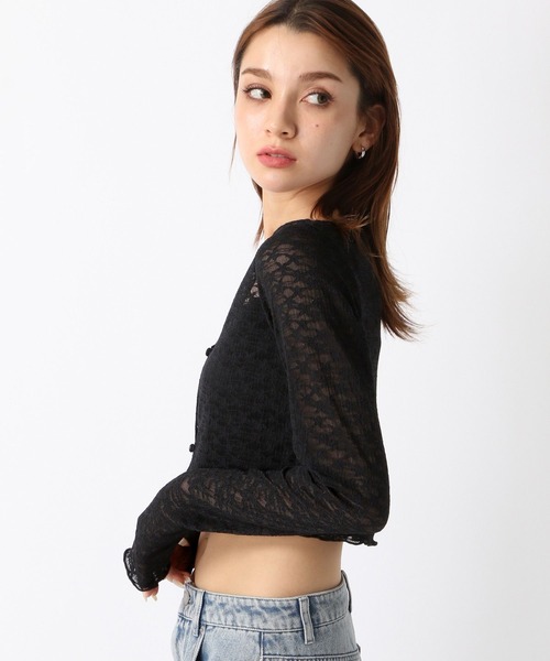 FOREVER 21(フォーエバー トゥエンティーワン)の「【2024SS】コンパクトレースカーディガン(カーディガン/ボレロ・レディース・ブラック/ホワイト/ピンク・FREE)」の21枚目の写真