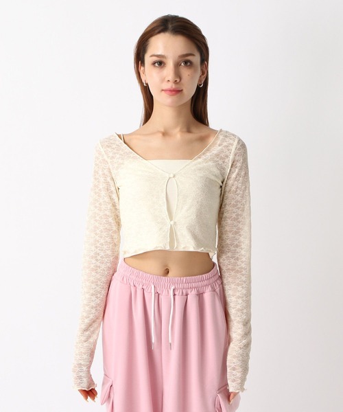 FOREVER 21(フォーエバー トゥエンティーワン)の「【2024SS】コンパクトレースカーディガン(カーディガン/ボレロ・レディース・ブラック/ホワイト/ピンク・FREE)」の20枚目の写真