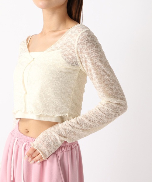 FOREVER 21(フォーエバー トゥエンティーワン)の「【2024SS】コンパクトレースカーディガン(カーディガン/ボレロ・レディース・ブラック/ホワイト/ピンク・FREE)」の16枚目の写真