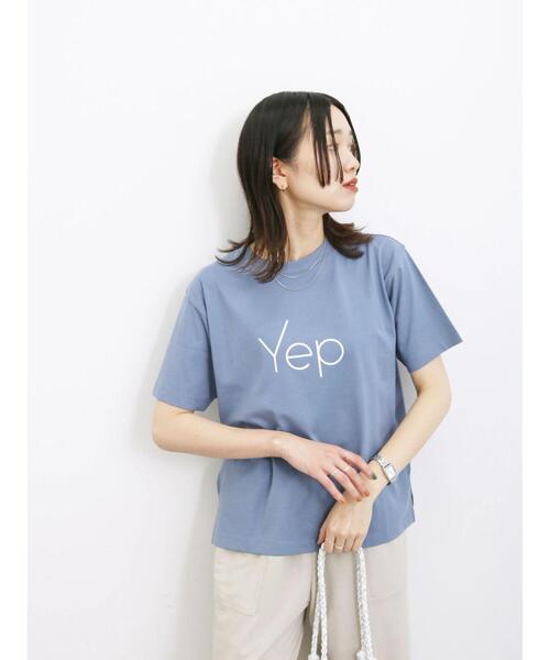 Samansa Mos2 blue（サマンサモスモスブルー）の「【接触冷感】ロゴTシャツ（Tシャツ/カットソー・レディース・パープル/オフホワイト/グレー/ブラック/ブルー・F）」の4枚目の写真