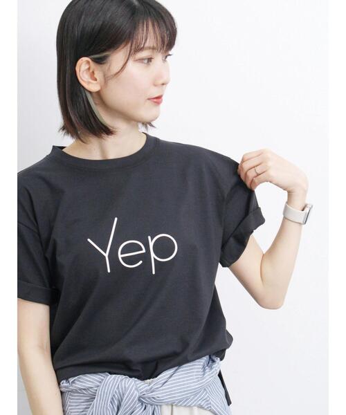 Samansa Mos2 blue（サマンサモスモスブルー）の「【接触冷感】ロゴTシャツ（Tシャツ/カットソー・レディース・パープル/オフホワイト/グレー/ブラック/ブルー・F）」の3枚目の写真