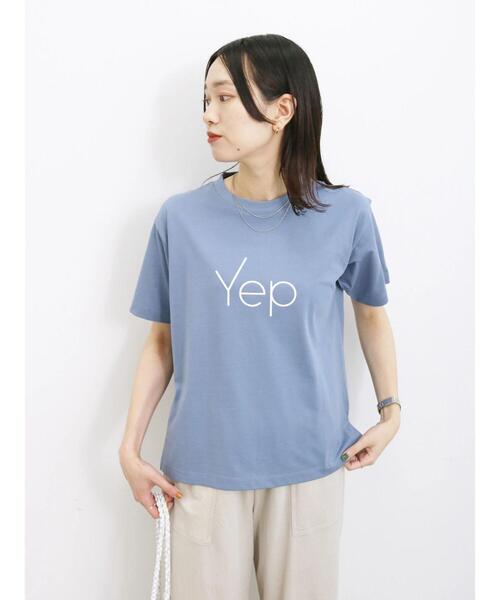 Samansa Mos2 blue（サマンサモスモスブルー）の「【接触冷感】ロゴTシャツ（Tシャツ/カットソー・レディース・パープル/オフホワイト/グレー/ブラック/ブルー・F）」の18枚目の写真