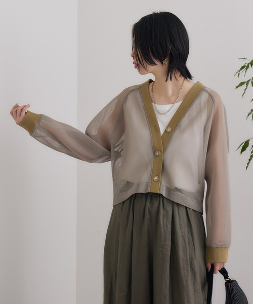 CLOCHE（クロシェ）の「cloche メッシュダンボールカーディガン（カーディガン/ボレロ・レディース・ブラック/グレー/ベージュ・FREE）」の12枚目の写真