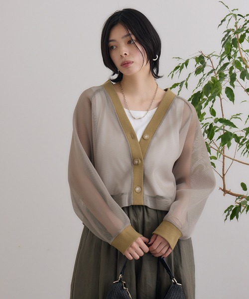 CLOCHE（クロシェ）の「cloche メッシュダンボールカーディガン（カーディガン/ボレロ・レディース・ブラック/グレー/ベージュ・FREE）」の13枚目の写真