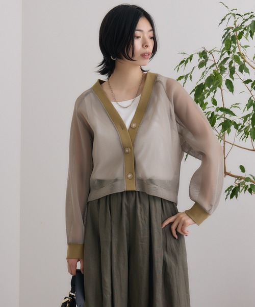 CLOCHE（クロシェ）の「cloche メッシュダンボールカーディガン（カーディガン/ボレロ・レディース・ブラック/グレー/ベージュ・FREE）」の15枚目の写真