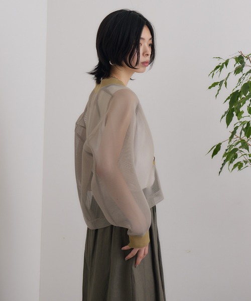CLOCHE（クロシェ）の「cloche メッシュダンボールカーディガン（カーディガン/ボレロ・レディース・ブラック/グレー/ベージュ・FREE）」の16枚目の写真