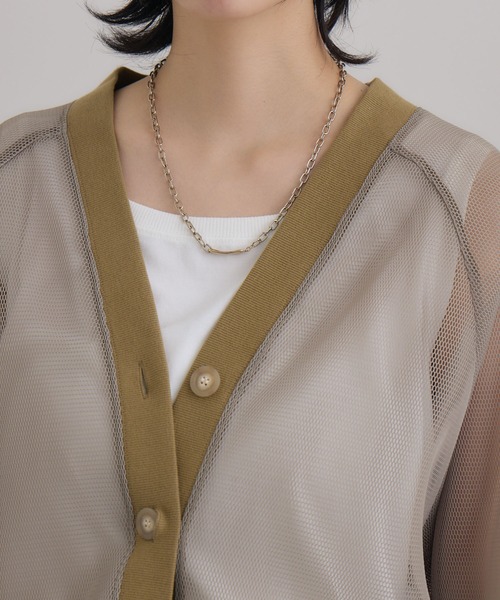 CLOCHE（クロシェ）の「cloche メッシュダンボールカーディガン（カーディガン/ボレロ・レディース・ブラック/グレー/ベージュ・FREE）」の7枚目の写真