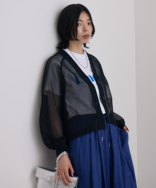 CLOCHE（クロシェ）の「cloche メッシュダンボールカーディガン（カーディガン/ボレロ・レディース・ブラック/グレー/ベージュ・FREE）」の19枚目の写真