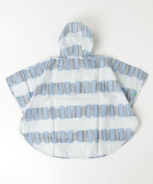 392 plusm（サンキューニプリュスエム）の「392plusm　サンキューニ プリュス エム:cellophane Kids poncho　ボーダーブロック　キッズポンチョ（レインコート/ポンチョ・キッズ・ピンク/イエロー/ブルー・M/S/XS）」の4枚目の写真