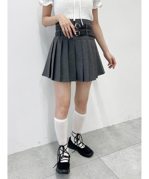 PHILLY(フィリー)の「ダブルベルトプリーツスカパン(スカート・レディース・グレー/ブラック・FREE)」の11枚目の写真