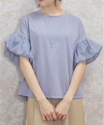 axes femme | ラメ楊柳バルーン袖カットプルオーバー(Tシャツ/カットソー)