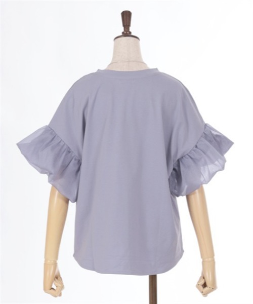 axes femme（アクシーズファム）の「ラメ楊柳バルーン袖カットプルオーバー（Tシャツ/カットソー・レディース・ホワイト/グレイッシュベージュ/ブルー・FREE）」の9枚目の写真