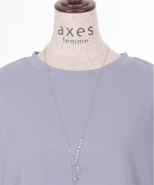 axes femme（アクシーズファム）の「ラメ楊柳バルーン袖カットプルオーバー（Tシャツ/カットソー・レディース・ホワイト/グレイッシュベージュ/ブルー・FREE）」の10枚目の写真