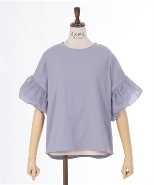 axes femme（アクシーズファム）の「ラメ楊柳バルーン袖カットプルオーバー（Tシャツ/カットソー・レディース・ホワイト/グレイッシュベージュ/ブルー・FREE）」の12枚目の写真