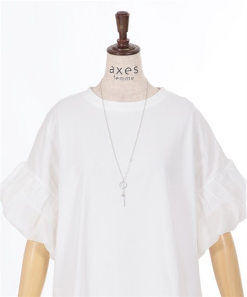 axes femme（アクシーズファム）の「ラメ楊柳バルーン袖カットプルオーバー（Tシャツ/カットソー・レディース・ホワイト/グレイッシュベージュ/ブルー・FREE）」の18枚目の写真