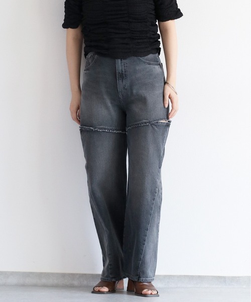 cepo（セポ）の「サイドカットオフストレートデニム（デニムパンツ・レディース・ブルー系2/グレー・M/S）」の3枚目の写真