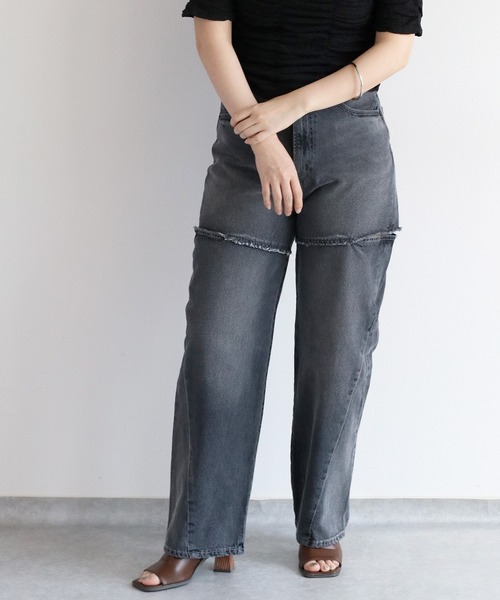 cepo（セポ）の「サイドカットオフストレートデニム（デニムパンツ・レディース・ブルー系2/グレー・M/S）」の10枚目の写真