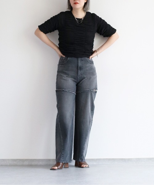 cepo（セポ）の「サイドカットオフストレートデニム（デニムパンツ・レディース・ブルー系2/グレー・M/S）」の22枚目の写真