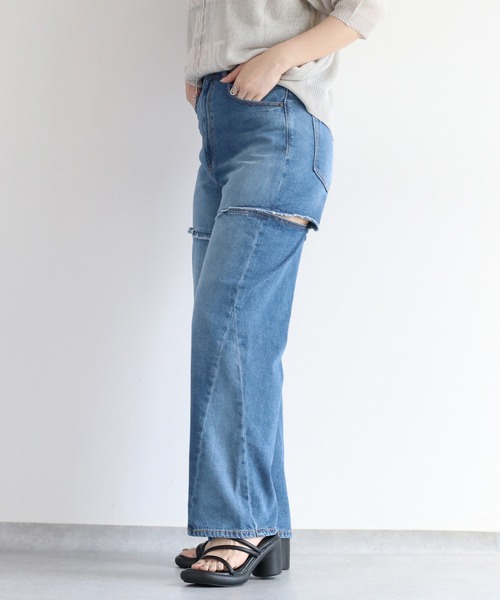 cepo（セポ）の「サイドカットオフストレートデニム（デニムパンツ・レディース・ブルー系2/グレー・M/S）」の18枚目の写真