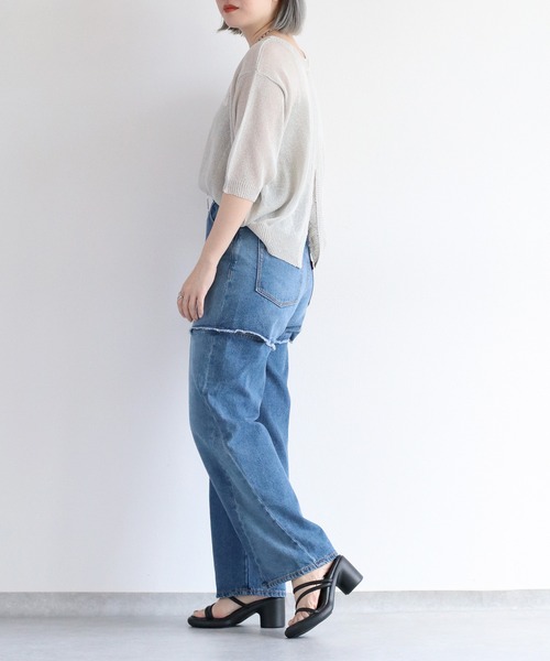 cepo（セポ）の「サイドカットオフストレートデニム（デニムパンツ・レディース・ブルー系2/グレー・M/S）」の11枚目の写真