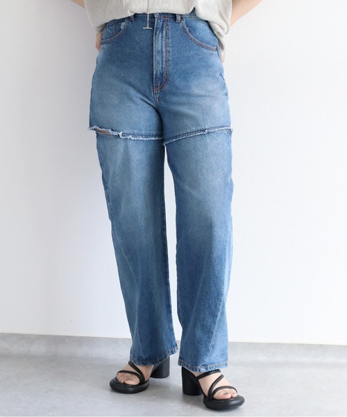 cepo（セポ）の「サイドカットオフストレートデニム（デニムパンツ・レディース・ブルー系2/グレー・M/S）」の12枚目の写真