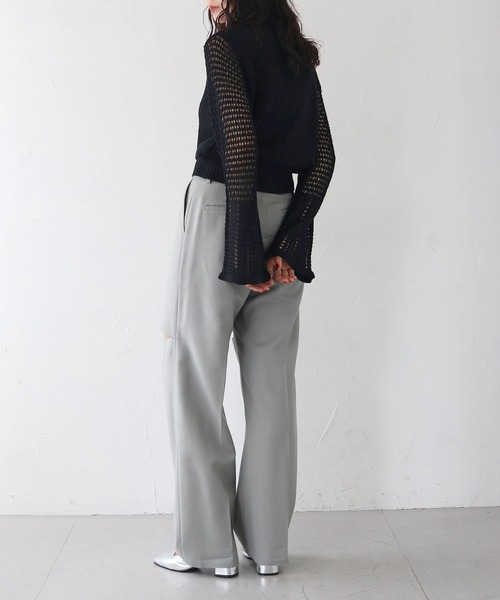 CLEIO(クレイオ)の「【CLEIO】透かし編みジッププルオーバー ×(ニット/セーター・レディース・アイボリー/ブラック/ライトカーキ・FREE)」の15枚目の写真