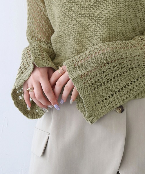 CLEIO(クレイオ)の「【CLEIO】透かし編みジッププルオーバー ×(ニット/セーター・レディース・アイボリー/ブラック/ライトカーキ・FREE)」の20枚目の写真