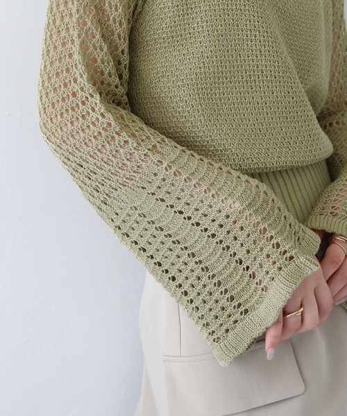 CLEIO(クレイオ)の「【CLEIO】透かし編みジッププルオーバー ×(ニット/セーター・レディース・アイボリー/ブラック/ライトカーキ・FREE)」の19枚目の写真