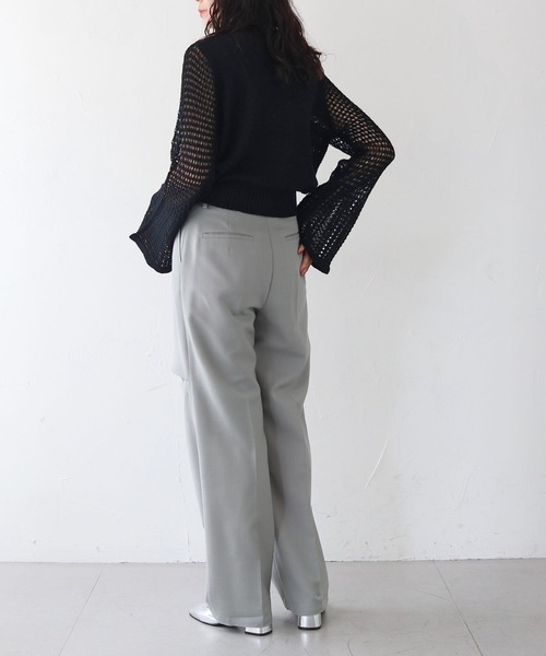 CLEIO(クレイオ)の「【CLEIO】透かし編みジッププルオーバー ×(ニット/セーター・レディース・アイボリー/ブラック/ライトカーキ・FREE)」の14枚目の写真