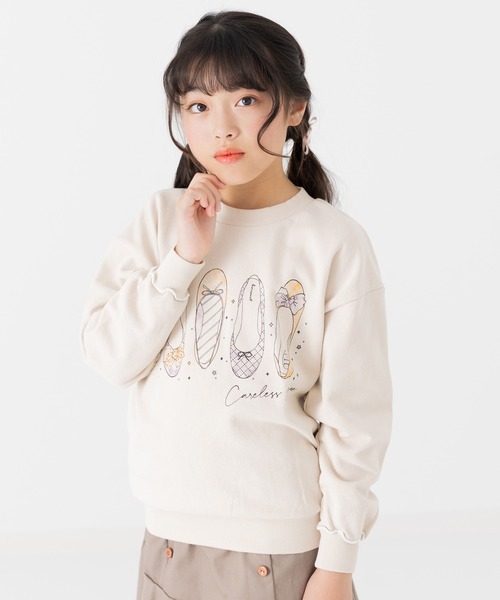 セール】袖口メロー仕上げ プリント 裏毛トレーナー（スウェット