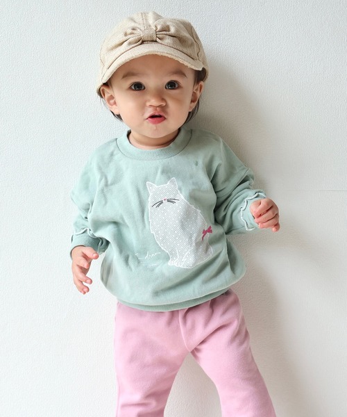 セール】袖口メロー仕上げ プリント 裏毛トレーナー（スウェット