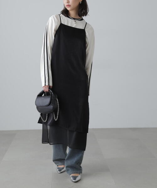 FREE'S MART（フリーズマート）の「レイヤードナローキャミワンピース（ワンピース・レディース・ブラック/ホワイト・FREE）」の3枚目の写真