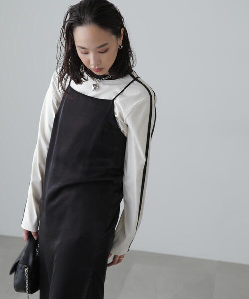 FREE'S MART（フリーズマート）の「レイヤードナローキャミワンピース（ワンピース・レディース・ブラック/ホワイト・FREE）」の6枚目の写真