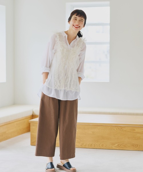 studio CLIP（スタディオクリップ）の「ダブルフロントフリルチュールジレ（ベスト・レディース・グレー/アイボリー/ブラック・FREE）」の10枚目の写真