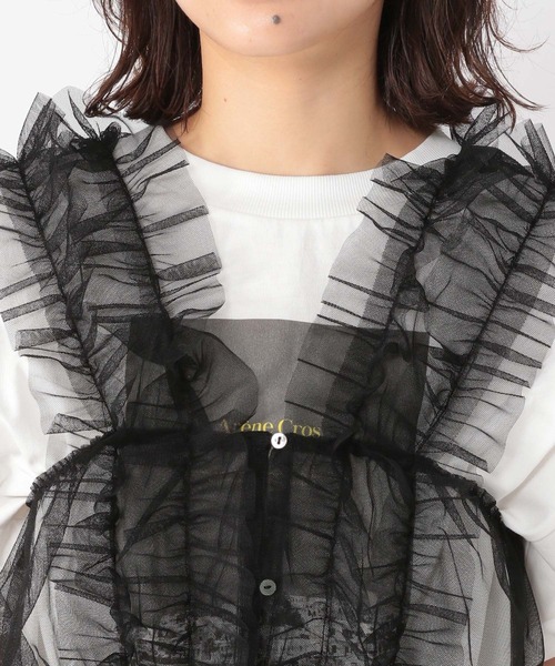 studio CLIP（スタディオクリップ）の「ダブルフロントフリルチュールジレ（ベスト・レディース・グレー/アイボリー/ブラック・FREE）」の18枚目の写真