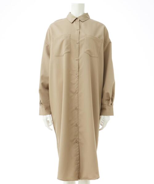 INGNI（イング）の「バックレースアップロングシャツ（シャツワンピース・レディース・チャコールグレー/カーキ/ベージュ・M）」の4枚目の写真