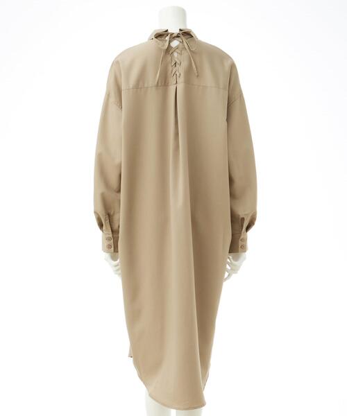 INGNI（イング）の「バックレースアップロングシャツ（シャツワンピース・レディース・チャコールグレー/カーキ/ベージュ・M）」の6枚目の写真