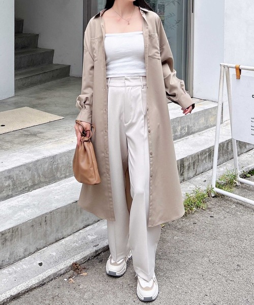 INGNI（イング）の「バックレースアップロングシャツ（シャツワンピース・レディース・チャコールグレー/カーキ/ベージュ・M）」の21枚目の写真