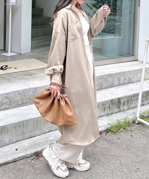 INGNI（イング）の「バックレースアップロングシャツ（シャツワンピース・レディース・チャコールグレー/カーキ/ベージュ・M）」の22枚目の写真