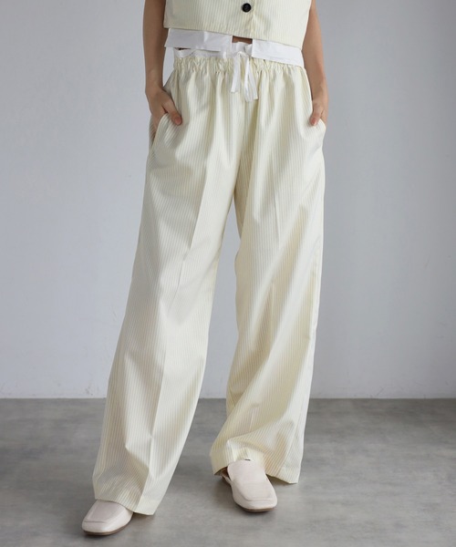 double waist stripe pants / ピンストライプダブルウエストパンツ（その他パンツ）｜ENC（エンク）