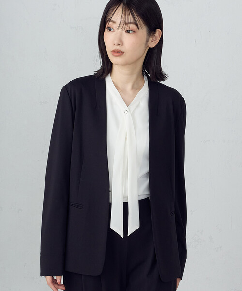 COMME CA ISM(コムサイズム)の「ポリエステルデシン ボウタイブラウス(シャツ/ブラウス・レディース・ホワイト/ブラック・LARGE/MEDIUM)」の9枚目の写真