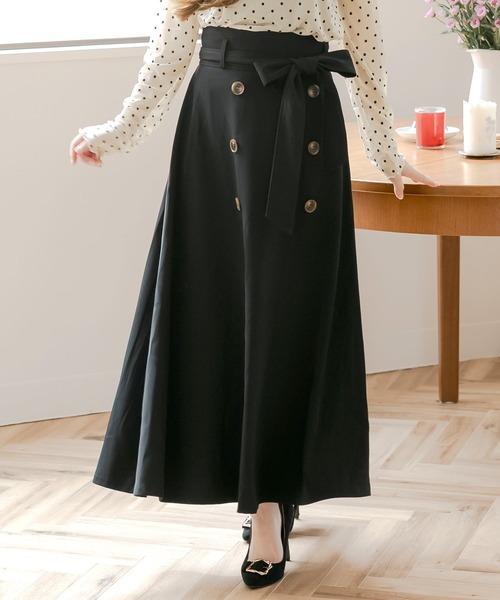 Julia Boutique（ジュリアブティック）の「選べるタイト・フレア トレンチロングスカート（スカート・レディース・ブラック系1/ベージュ系2/ブラック系2/ベージュ系1・1/2）」の2枚目の写真