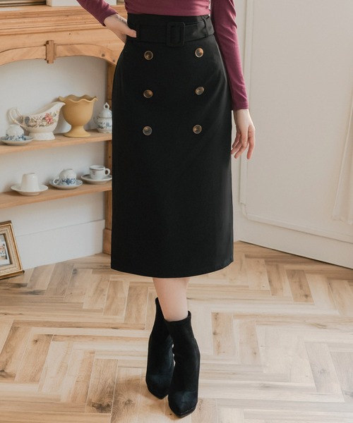 Julia Boutique（ジュリアブティック）の「選べるタイト・フレア トレンチロングスカート（スカート・レディース・ブラック系1/ベージュ系2/ブラック系2/ベージュ系1・1/2）」の22枚目の写真