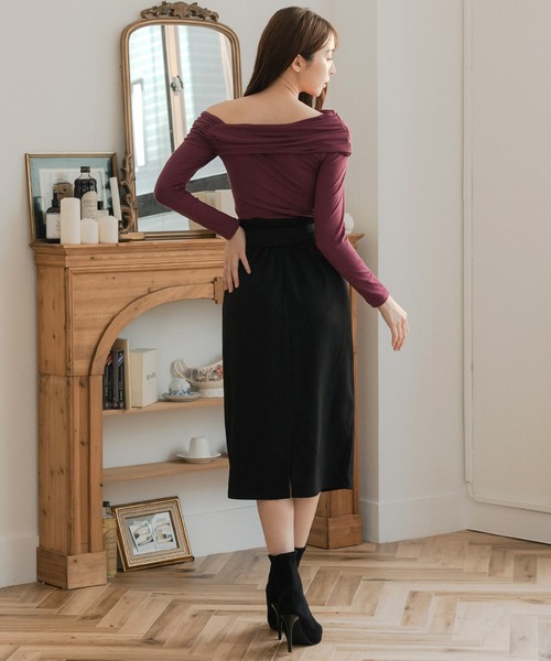 Julia Boutique（ジュリアブティック）の「選べるタイト・フレア トレンチロングスカート（スカート・レディース・ブラック系1/ベージュ系2/ブラック系2/ベージュ系1・1/2）」の20枚目の写真