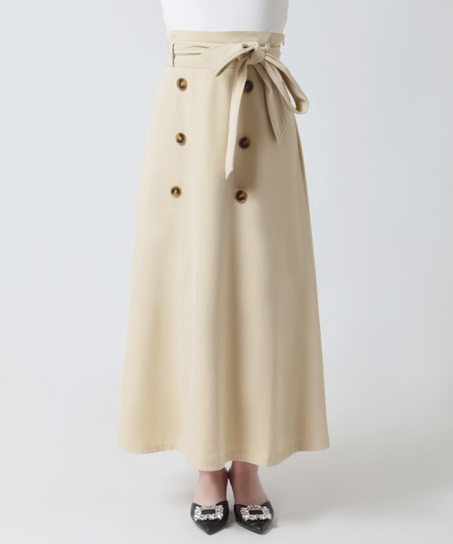 Julia Boutique（ジュリアブティック）の「選べるタイト・フレア トレンチロングスカート（スカート・レディース・ブラック系1/ベージュ系2/ブラック系2/ベージュ系1・1/2）」の6枚目の写真