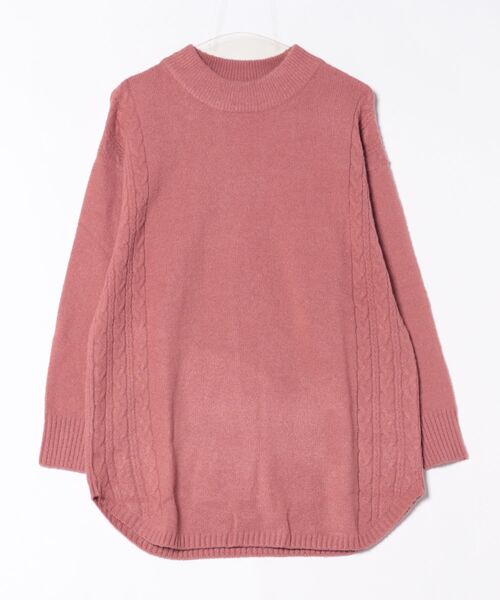 BELLUNA PLUS(ベルーナ)の「サイドケーブル柄ニットチュニック(チュニック・レディース・ピンク/モカ/ネイビー・LARGE/MEDIUM/X-LARGE)」の1枚目の写真