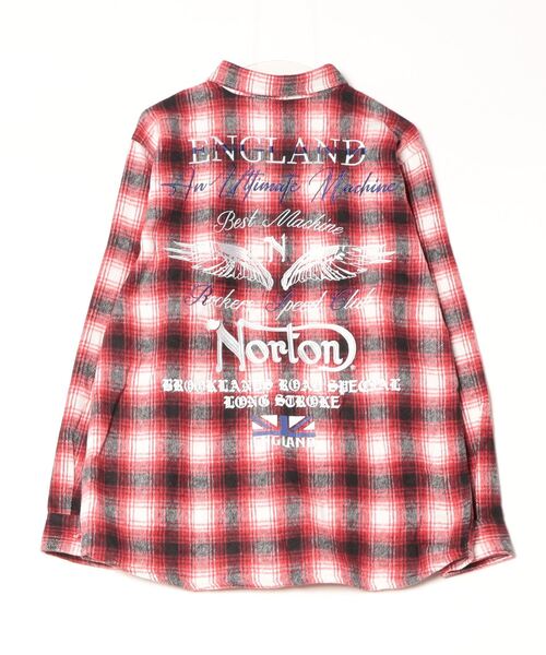 Norton(ノートン)の「【Norton】バック刺繍 フランネルチェックシャツ(シャツ/ブラウス・メンズ・レッド/ブラック・M/L/XL/XXL)」の4枚目の写真
