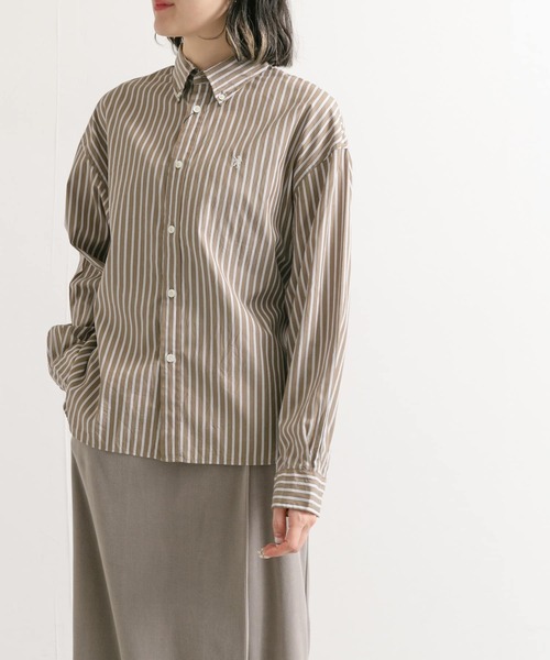 GYMPHLEX（ジムフレックス）の「GYMPHLEX　MTS SHORT B.D. SHIRTS Long-Sleeve（シャツ/ブラウス・レディース・ブラウン系その他/ブルー系その他・14）」の3枚目の写真